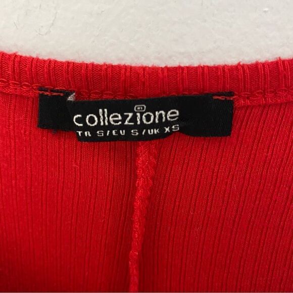 Collezione Women’s Crew Neck Ribbed A Line Red Tank Top Size S - Picture 2 of 3